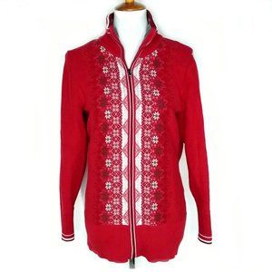 Eddie Bauer Nordic Motif Holiday Ski Sweater Jacket